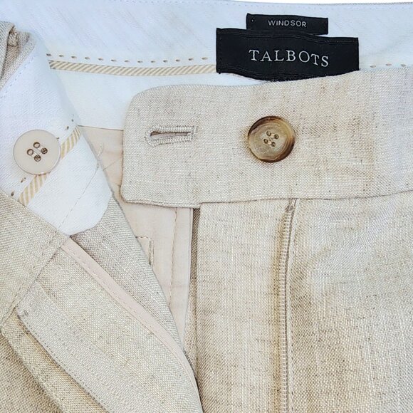 Talbots Windsor Curvy Wide Leg Linen Pants Women Trousers Size 16 Neutral Tan - Picture 5 of 13